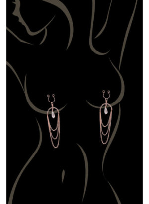 Bijoux de seins avec 3 chainettes doré rose et une perle - SO-0187